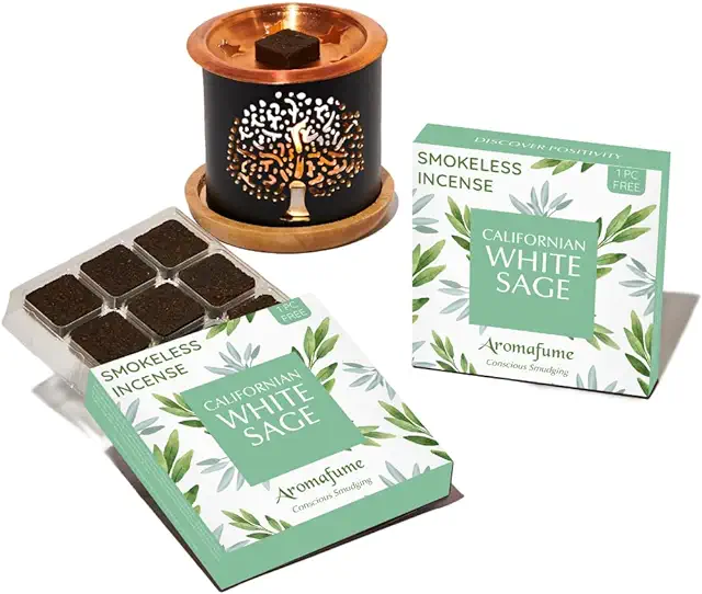 California White Sage Incense Bricks & Tree of Life Burner - Hibi Incense Matches
