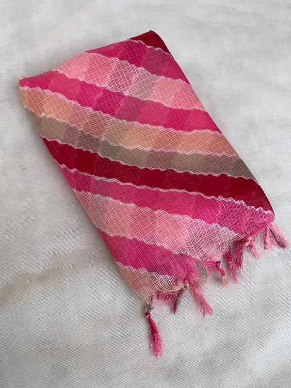 Image of Women's Cotton Blend Striped Print Dupatta with 2.20 Meters | Women's cotton printed dupatta with tassels