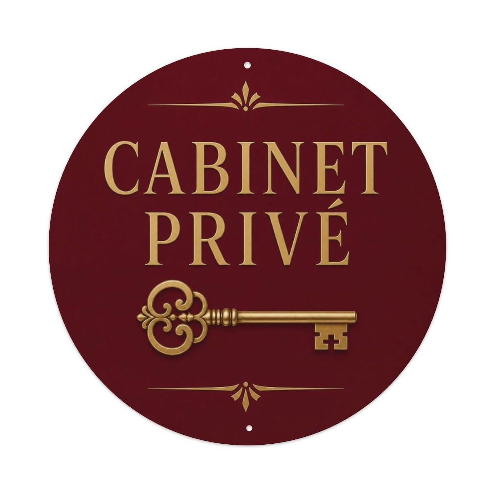 French Private Cabinet Bathroom Humor Key Crest Badge Metal Tin Sign