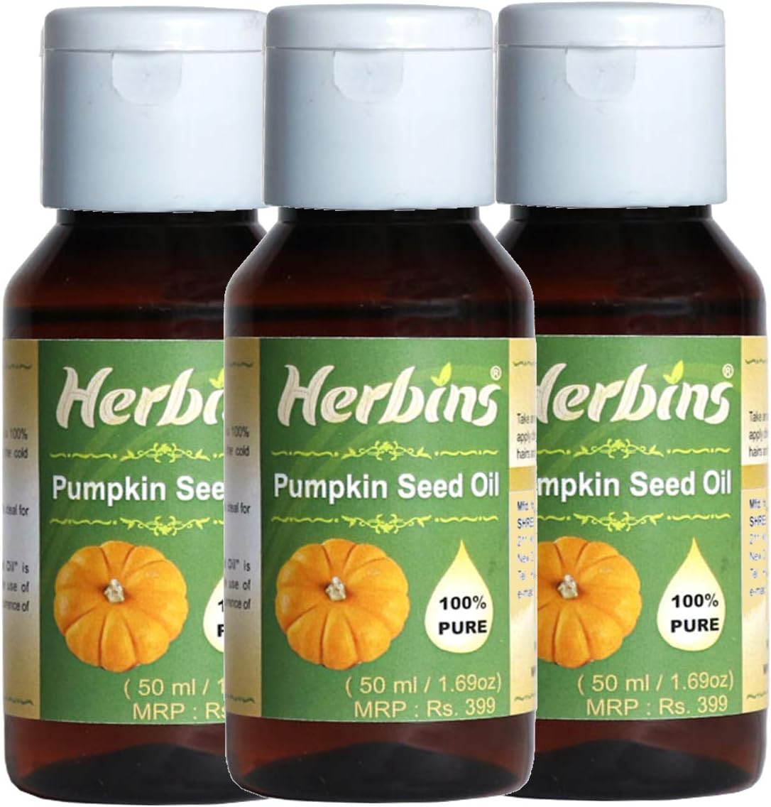 pumpkin seed oil for hair growth, skin care, anti aging - 50ml X 3