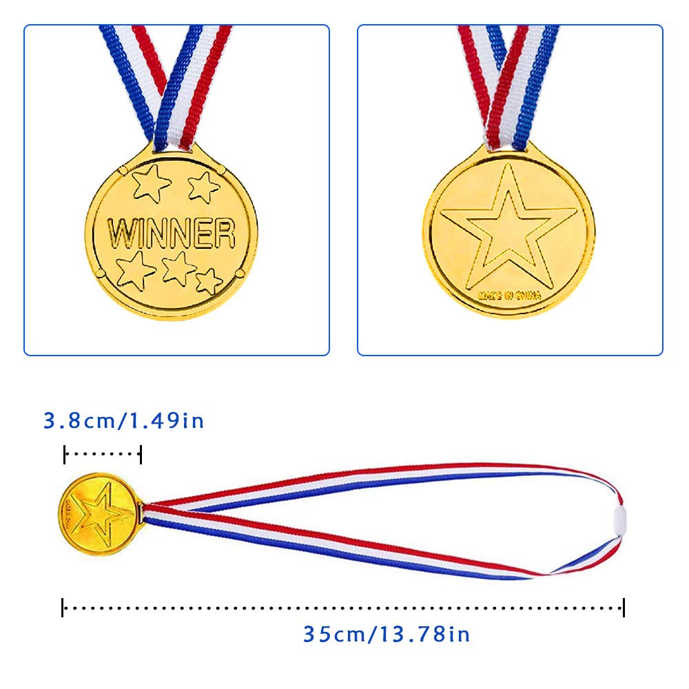 Gold Winner Medals 12 Pieces, Kids Children's Plastic Winner Award