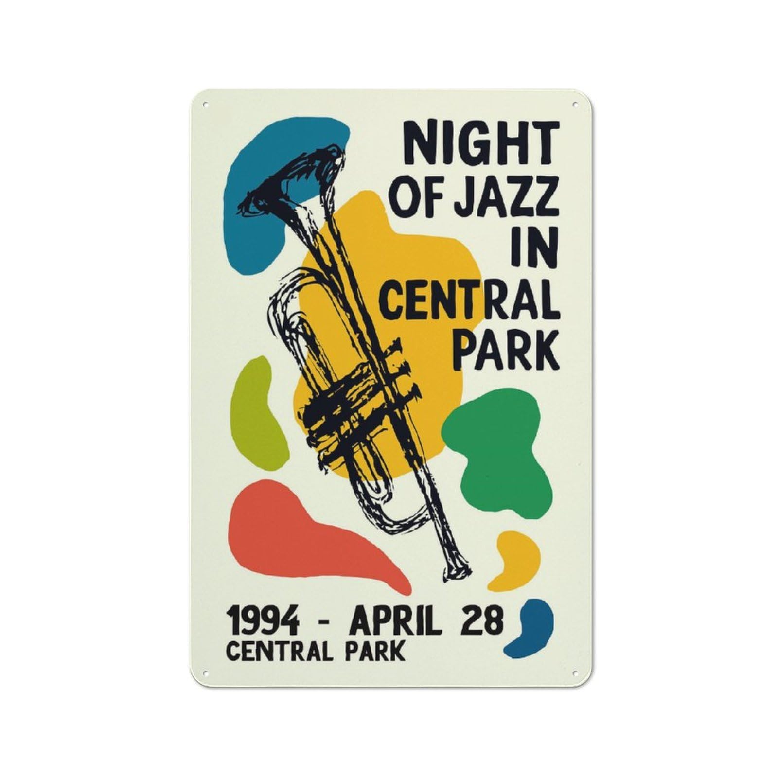 Junmoney Style-16 Night Of Jazz In Central Park Rustic Metal Plaque 30X20cm For Garage Or Workshop, For Kitchen, Dining Room And Home Bar Wall Decor