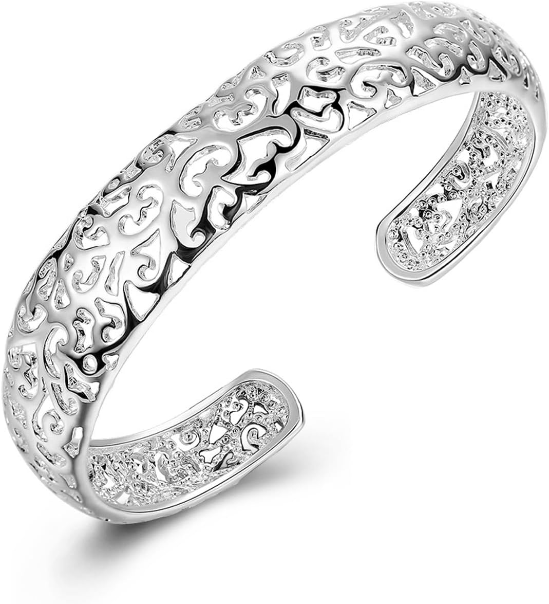 Women's Silver Bracelets Handmade Bracelets 925 Sterling Silver Bangle Bracelet Stackable Bangles for Women