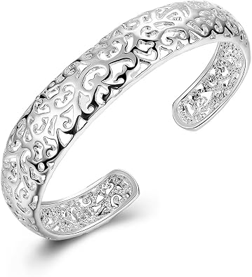 Womens Silver Bracelets Handmade Bracelets 925 Sterling Silver Bangle Bracelet Stackable Bangles for Women