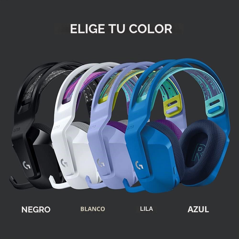 Logitech G733 LIGHTSPEED Auriculares con Micrófono Inalámbricos para Gaming con Diadema con Suspensión, LIGHTSYNC RGB