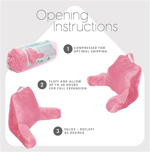 Vista 54 de Milliard CertiPUR - Almohada de lectura con brazos, color negro, acogedora almohada trasera de espuma viscoelástica triturada para cama sentada