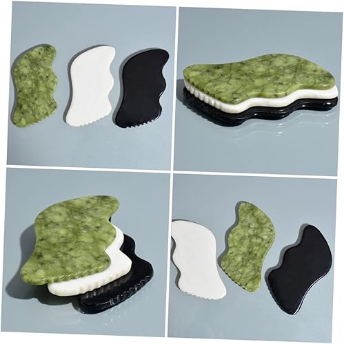 Miniatura 8 de GLEAVI 3 unids Tabla de raspado herramienta facial Herramientas de masaje corporal Masajeadores de cuello raspador muscular Jade guasha herramienta