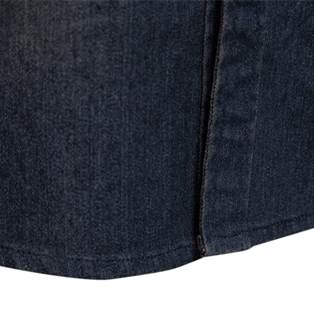 Camisa vaquera de algodón para hombre, talla grande, 5XL, de manga larga, estilo vaquero, casual, ajustada, con botones, con dos bolsillos