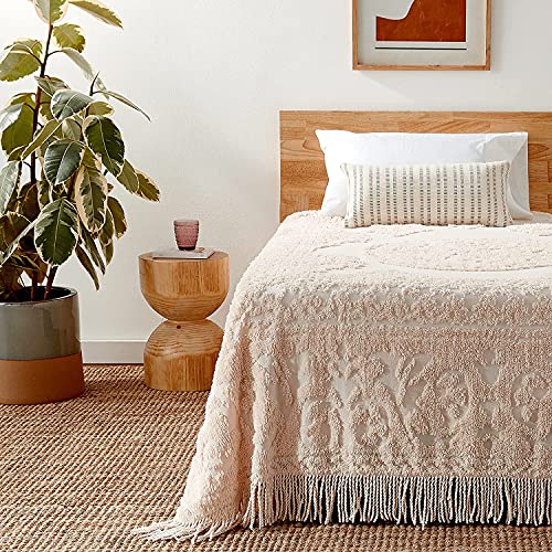 Image of Beatrice Home Fashions Medallion Full Cotton Chenille Bedspread, Blush
