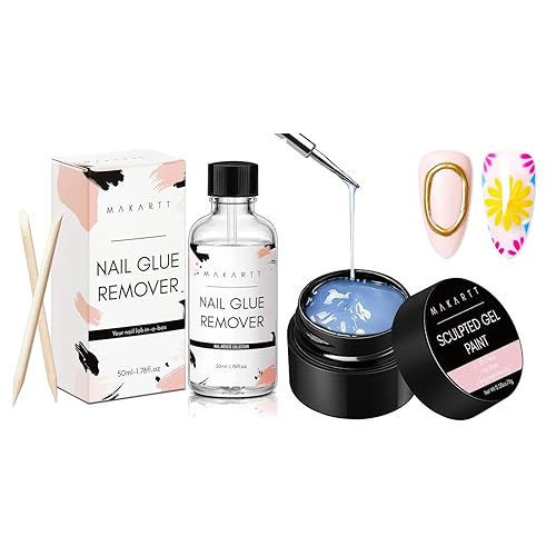 Makartt Gel de pintura 3D para uñas, gel transparente para uñas, polvo de uñas cromado, paquete de gel para esculpir micro 3D con removedor de