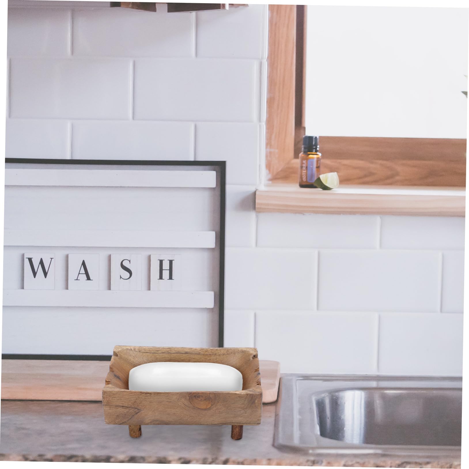 LIFKOME Jabonera de Baño de Madera Color Café Diseño Sencillo, Mantiene el Jabón Limpio y Retrasando Su Uso, Adecuado para Cocina y Obsequio de Inauguración