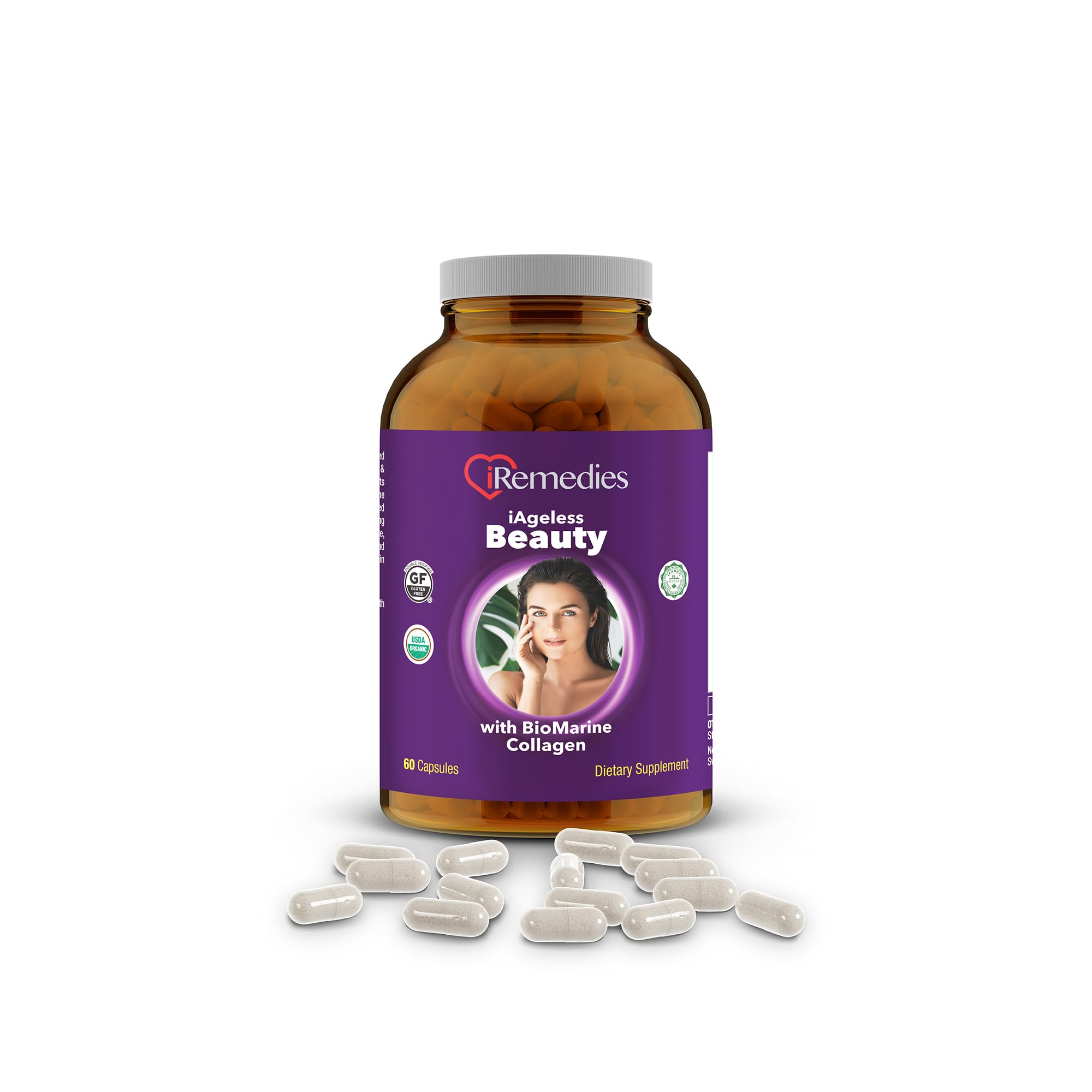 I Ageless Beauty, Skin Hair Nail Formula contains Bio Marine Collagen, Glutathione, Biotin, Vitamin C, E, B 6 and ALA, Hyaluronic acid, Gooseberry, and Goji Berry and many more