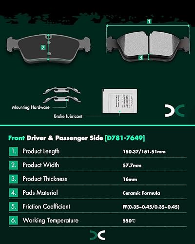 Miniatura 971 de Kits de frenos y rotores, rotores de freno SCITOO y 8 pastillas de cerámica para 08-12 para Chrysler Town & Country, 08-12 para Dodge Grand Caravan