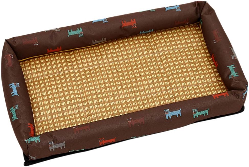 Tangpan Cat Printing Pet Dog Rectangle Bed (Cream,XL)