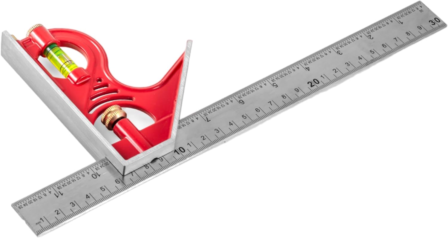 Kapro - 352 Combination Square - for Leveling and Measuring - Features Zinc Head, Stainless Steel Blade, Retractable Ledge, and Etched Ruler Markings - 12 Inch
