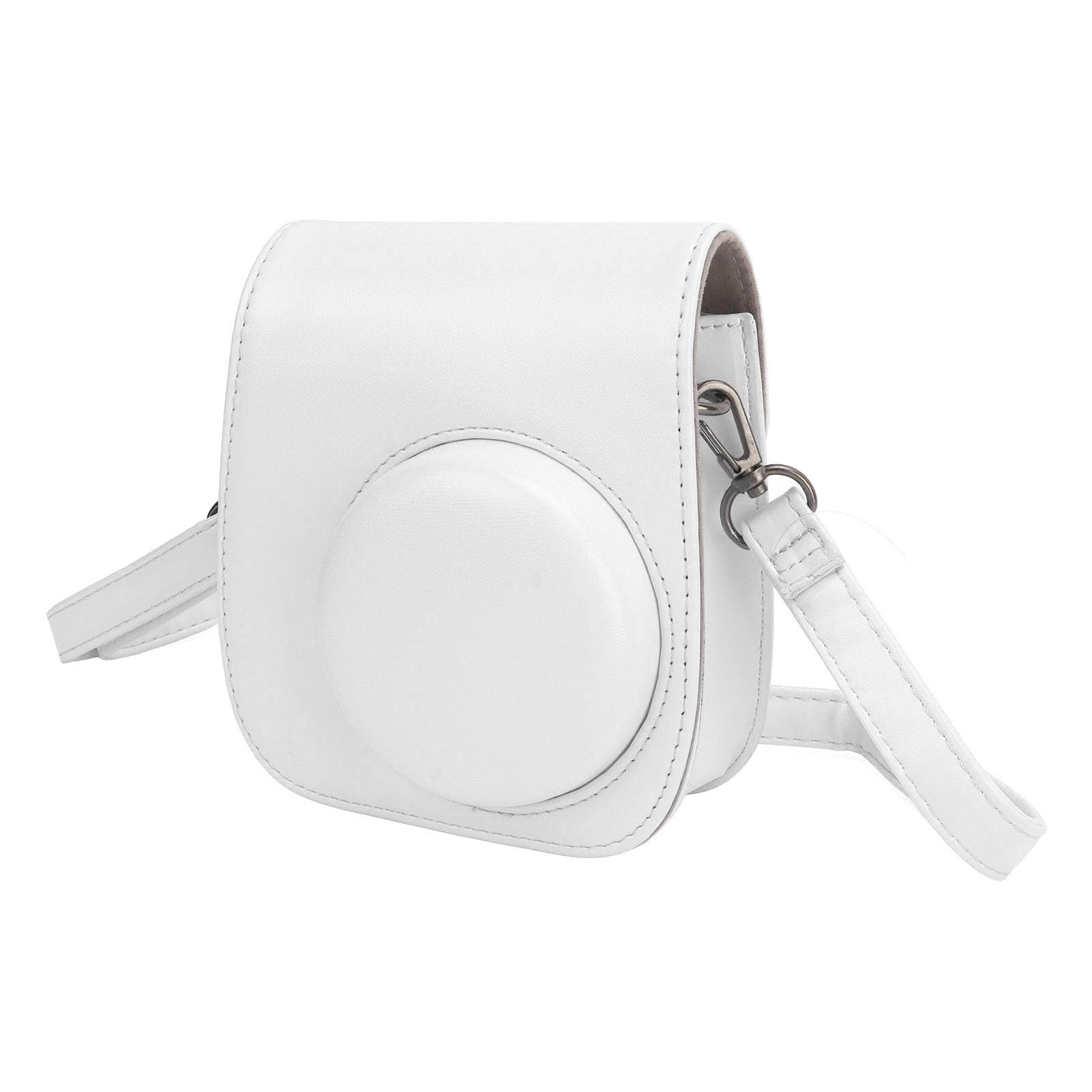 Camera Case, PU Heavy Duty Antiscratch Mini Camera Bag Adjustable with Stickers for Mini 12 (White)