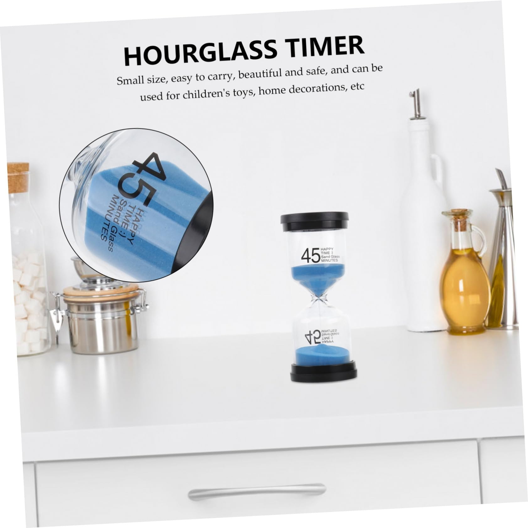 Reloj de Arena 3 Piezas de Escritorio de Vidrio y Plástico para Interiores | Temporizador de Mesa, Juego Infantil, Decoración del Hogar, Uso Diario, Artículo