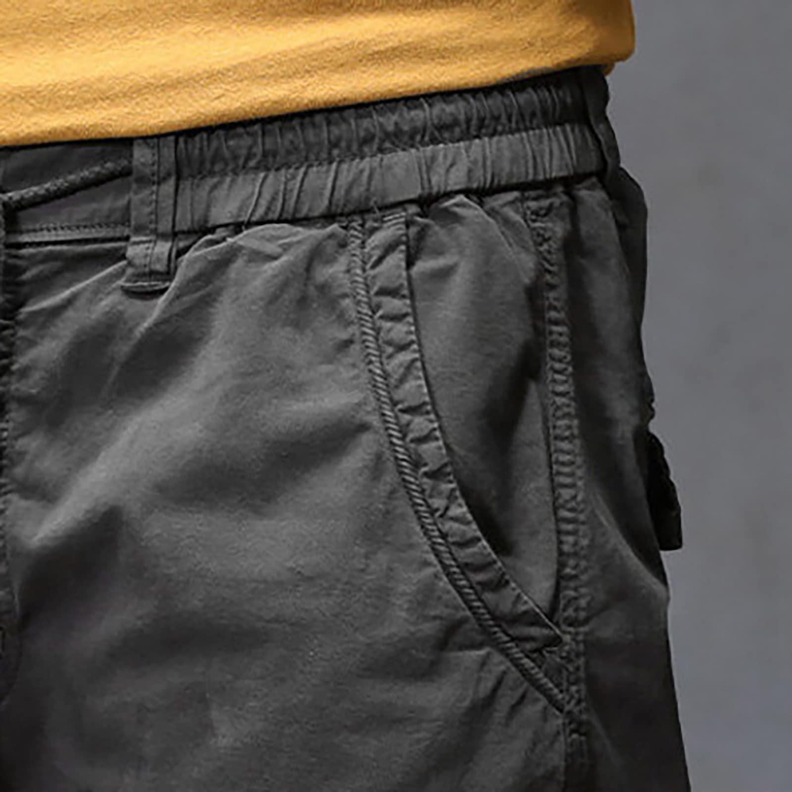 Cargohose Herren Kurzgröße Herren lose Baumwolle Plus Size Schnürhose mit elastischer Taille Hose insgesamt Outdoor Hosen Herren