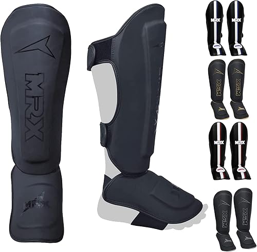 MRX BOXING & FITNESS Espinilleras para boxeo, artes marciales mixtas, Muay Thai, entrenamiento de kickboxing, acolchado extra con diseño de lujo en