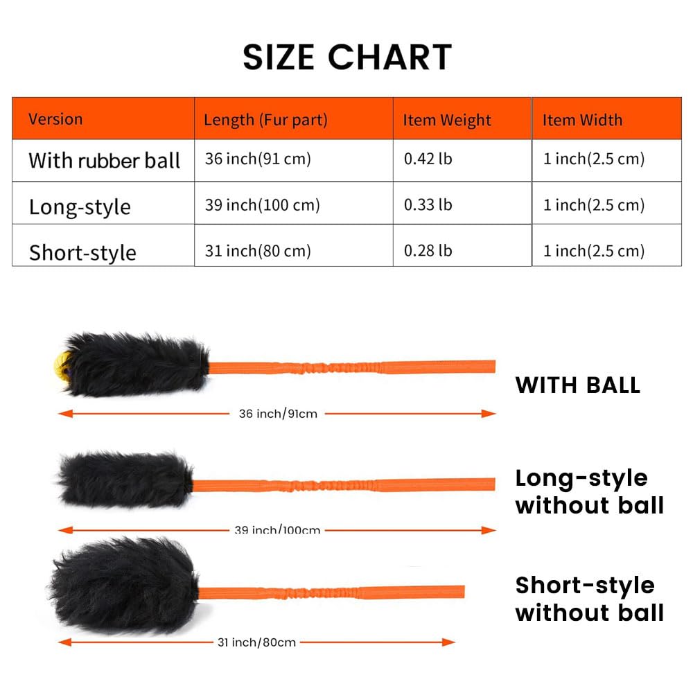 HOWGO Juguete de cuerda elástica para perros, 100% piel de oveja, juguete de cuerda para todas las razas (naranja, grande con bola)
