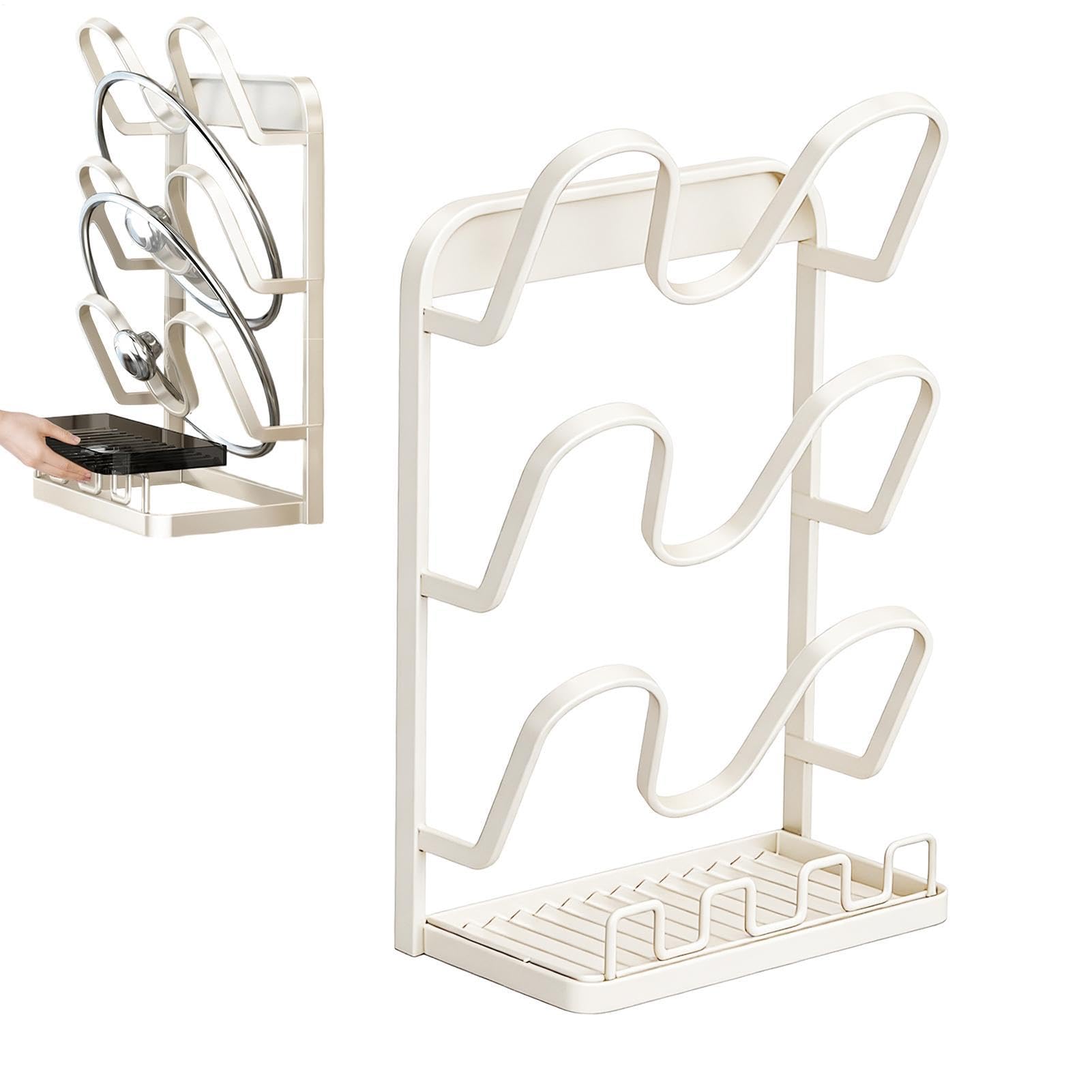 Organizzatore per Coperchi di Pentole 3 Metallico Antiruggine | Supporto Coperchi Pentole Durante Cottura Per Dormitorio Camper Casa Ristorante Armadio Cucina