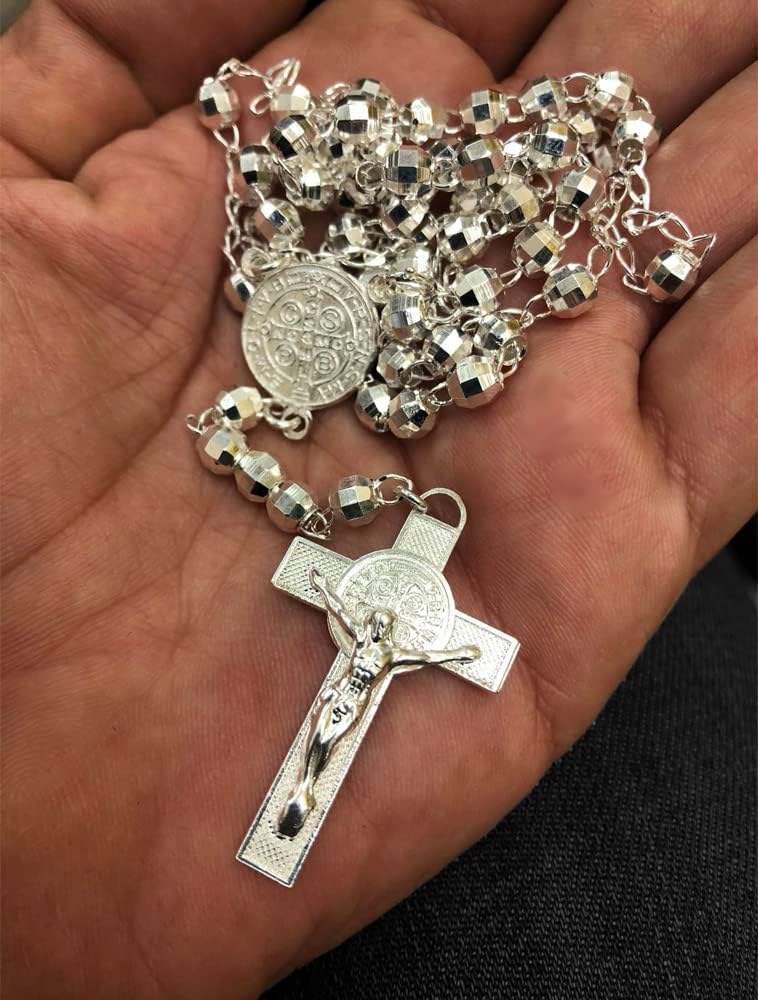 Yaah Saint Benedict Rosary in Sterling Silver .925 6mm