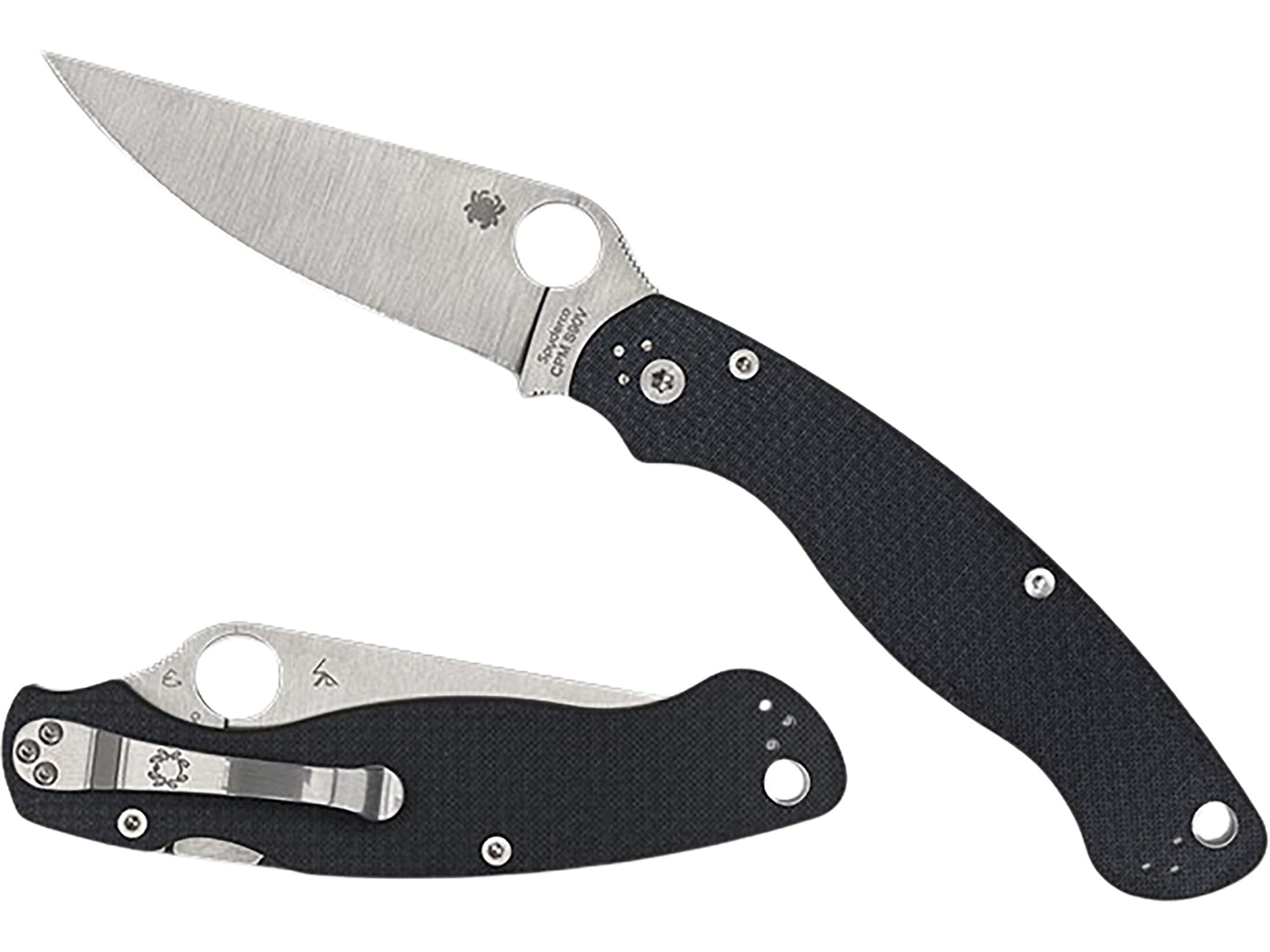 Spyderco Military 2 Carbon Fiber Folding Knife - CPM S90V Steel, Compression Lock, Four-Position Clip, PlainEdge - C36CFP2
