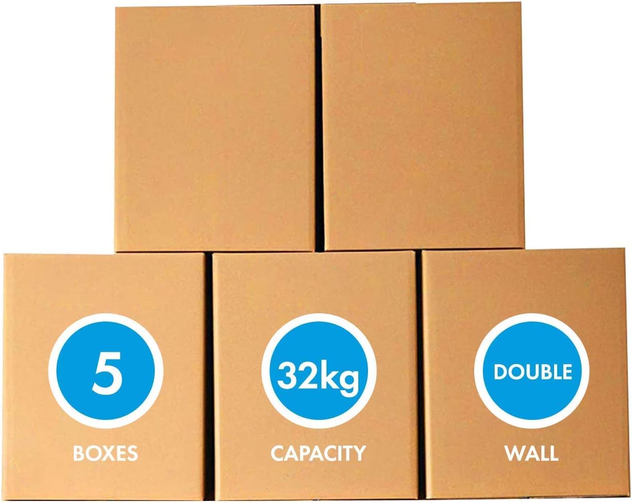 AL ARQAM 5-Pack Cardboard Corrugated Boxes for Packaging - 55x55x70 cm, 30 kg Capacity, 5 Ply Packing Boxes