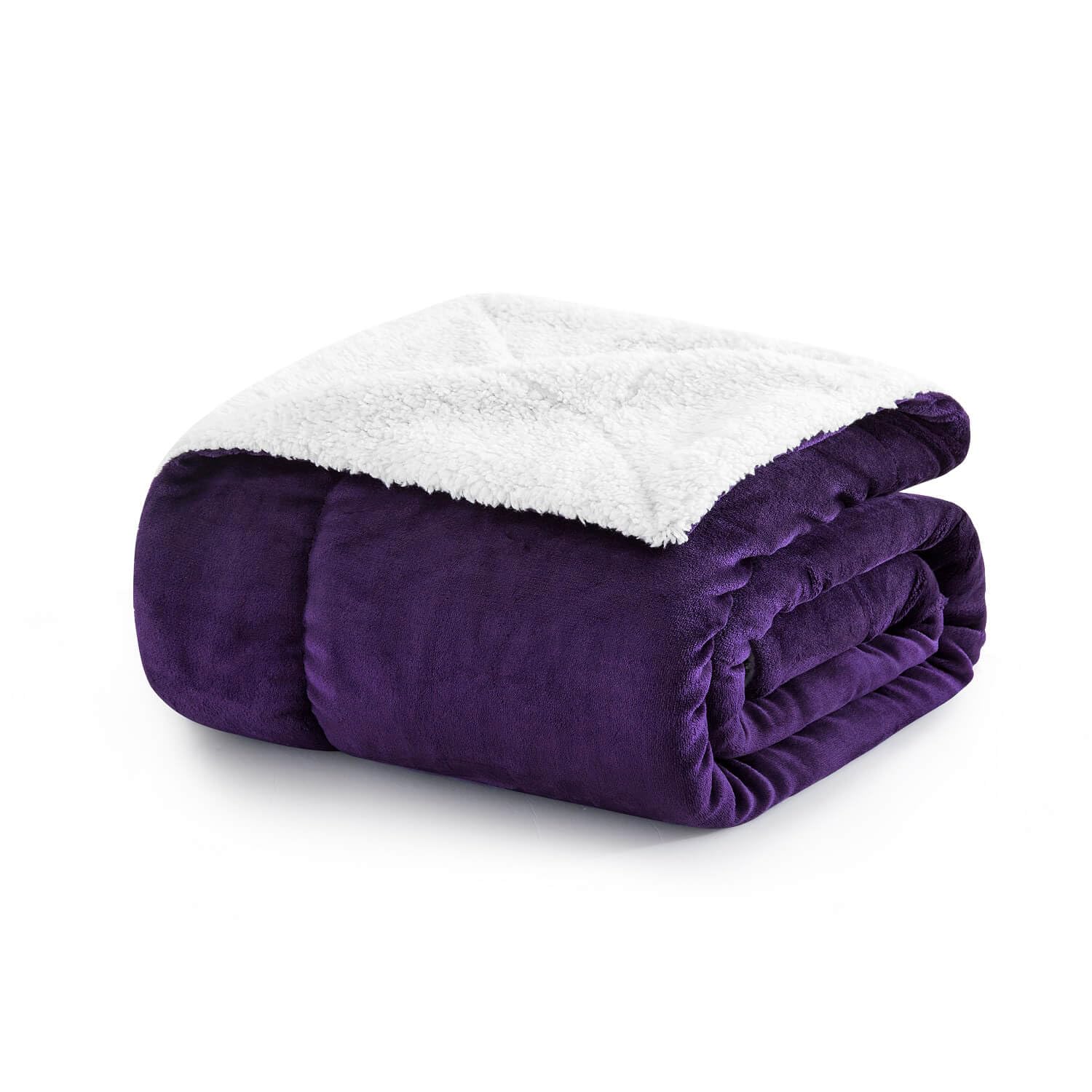 MOONLIGHT20015 Sherpa Fleece Throw Blanket - Fluffy Warm & Soft Blankets for Bed Sofa and Couch (Purple, Throw/Single)