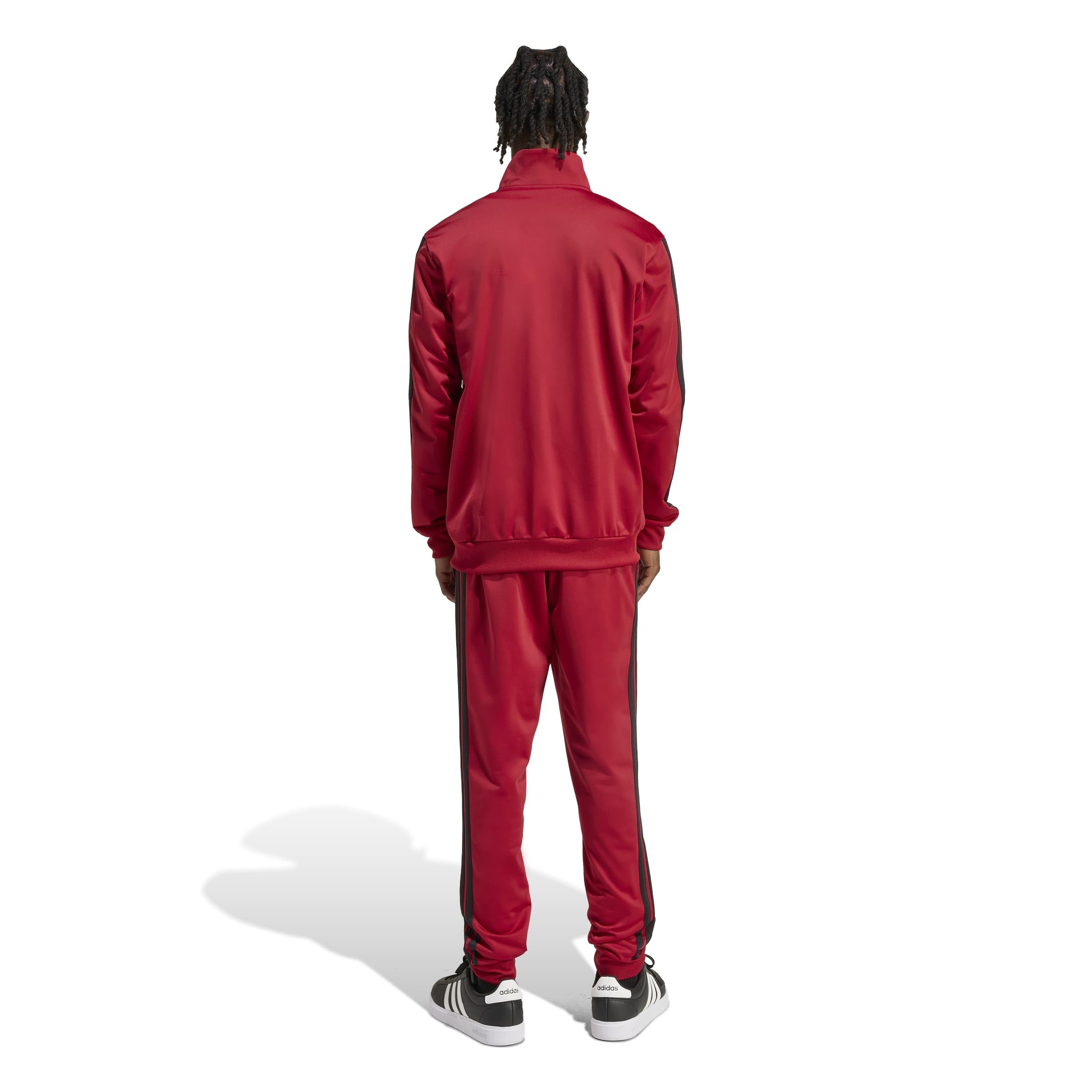 adidas Homme SPORTSWEAR BASIC 3 STRIPES TRICOT TRACKSUIT, active maroon, S