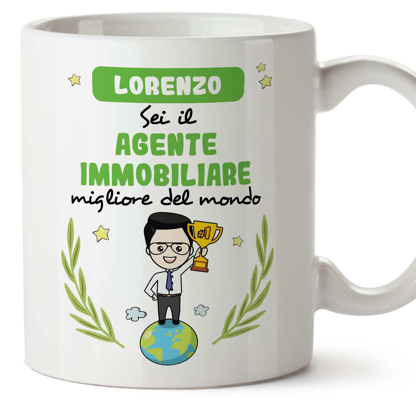 MUGFFINS Personalised Mug for Real Estate Agent Man - in Italian - Sei Migliore del Mondo - Funny Custom Gift for Colleagues - Ceramic 11oz Mug