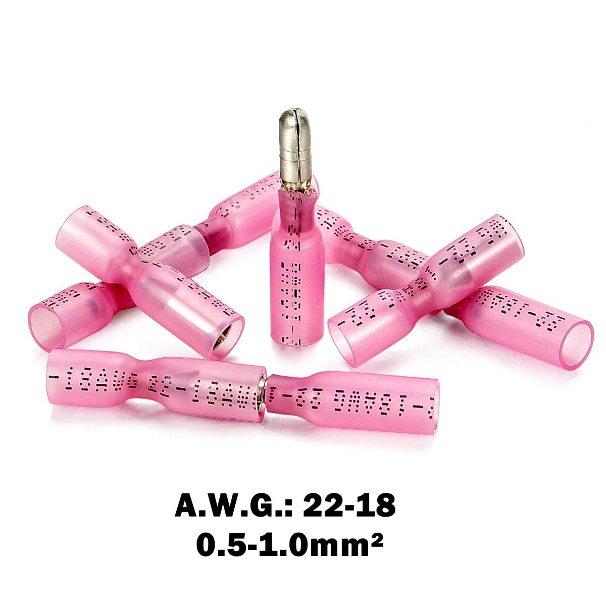 1000 piezas AWG 22-18, terminales termorretráctiles aislados, conectores macho de cable, terminales de crimpado impermeables