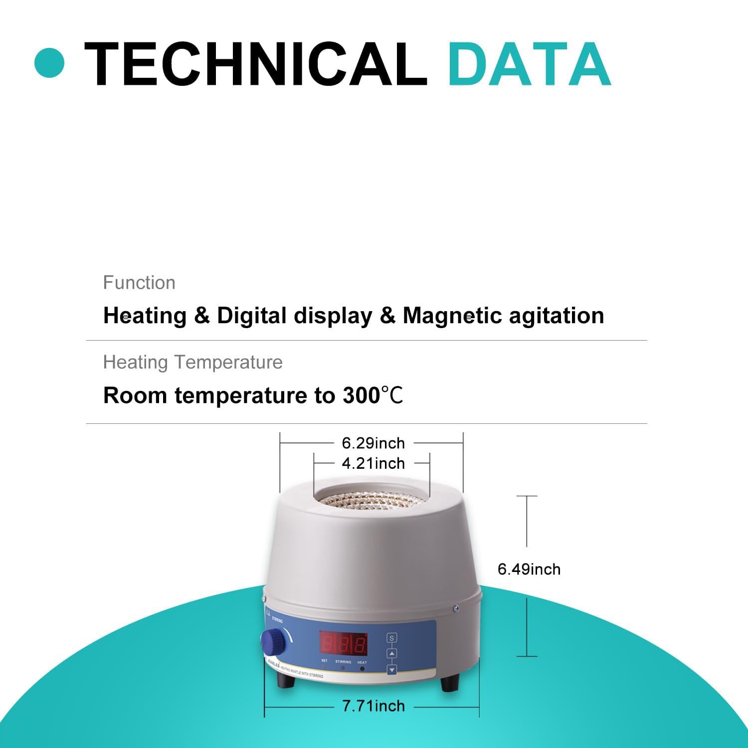 Equipo de laboratorio con agitador magnético y manta calefactora eléctrica digital con regulador térmico, adecuado for pruebas de laboratorio.(500ml)