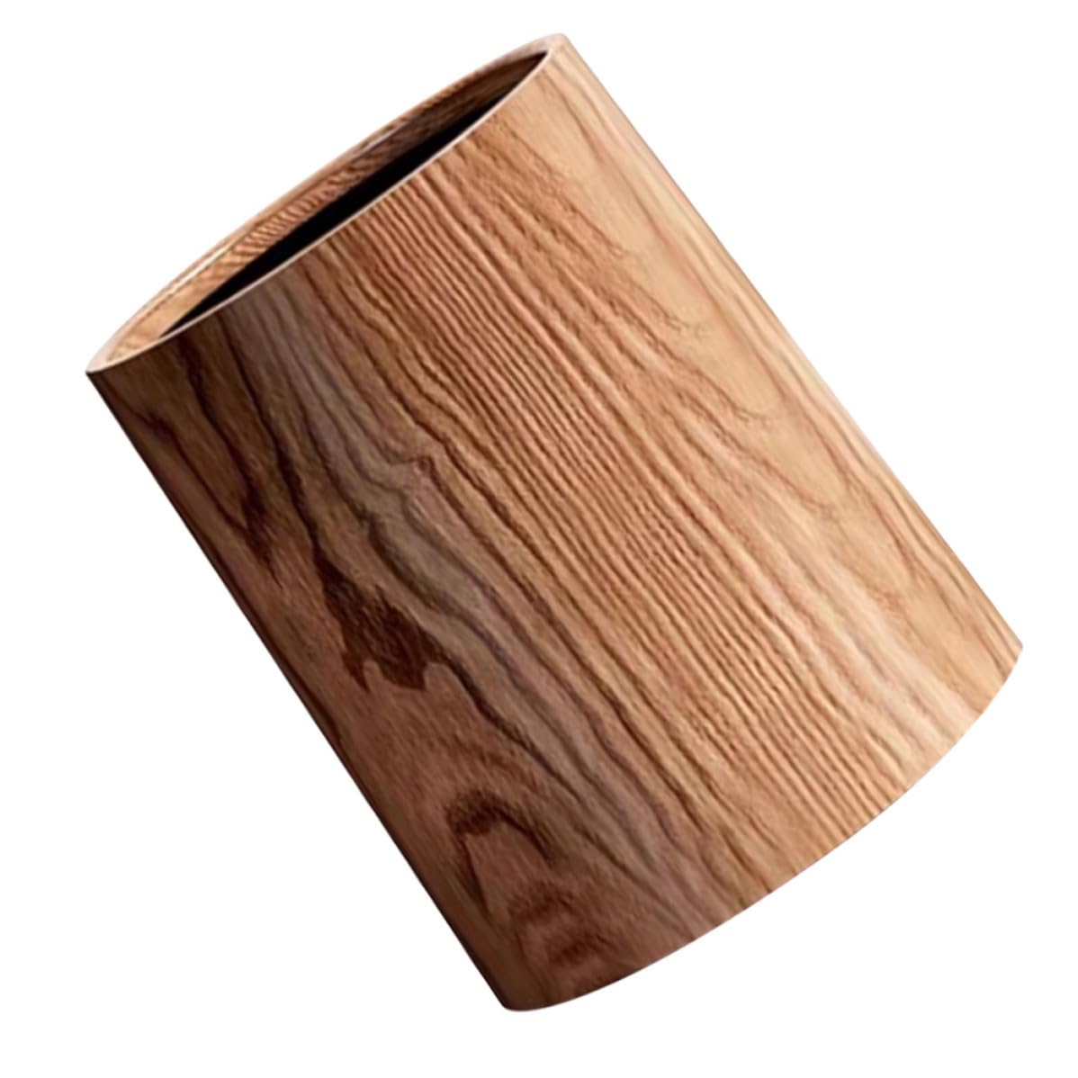 Large Capacity Vintage Wood Grain Waste Paper Bin Compact Round Trash Can for Home Office Kitchen Bathroom Spacesaving Farmhouse Style