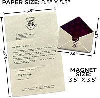 Vista 5 de Harry Potter - Carta de aceptación de Hogwarts - Imán funcional de resina de sobre de 3.5" x 3.5" con carta de 5" x 8" de la profesora McGonagall