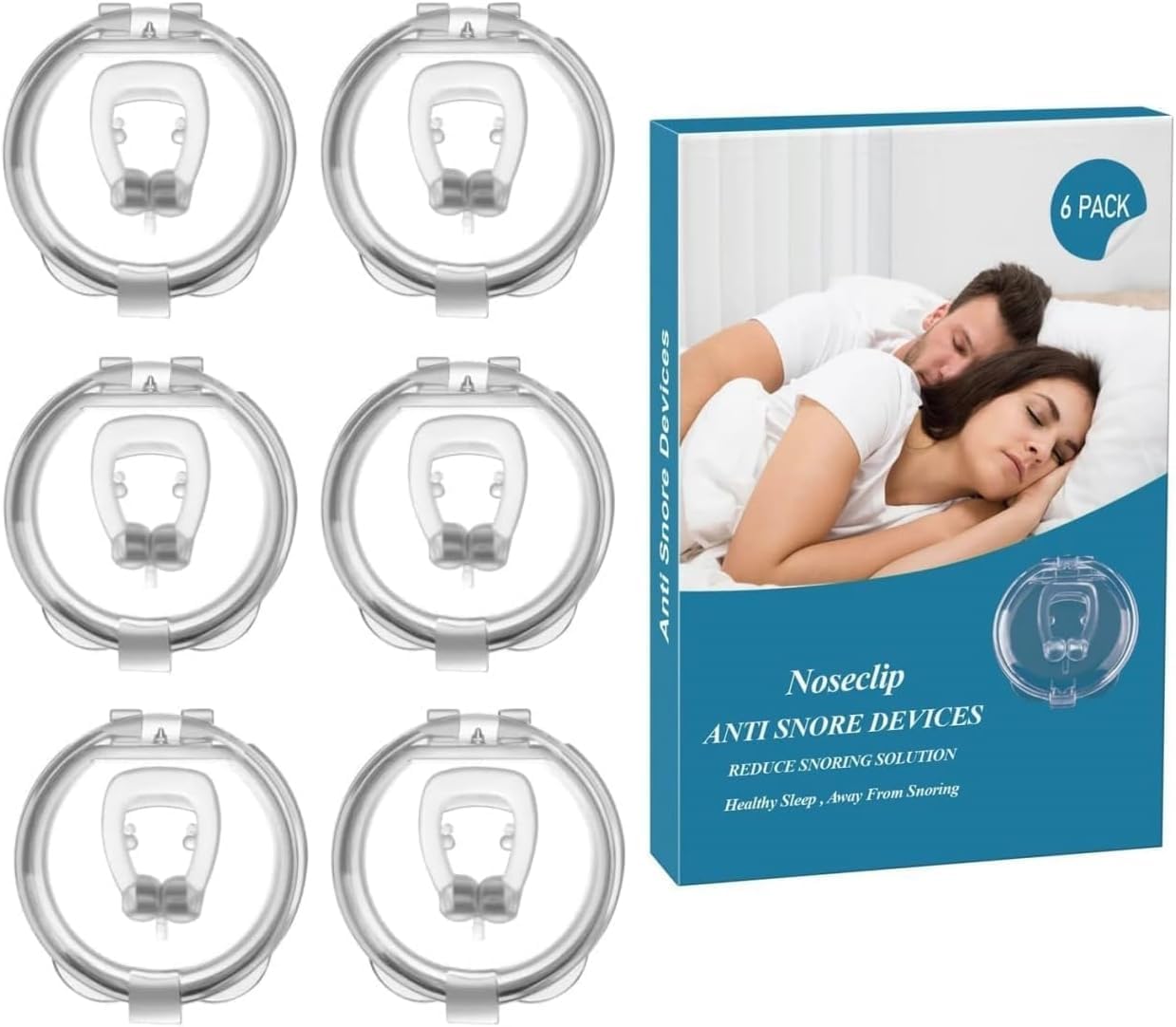 Anti Snore Noseclip Device, Comfortable & Reusable Snoring Solution for Men & Women, Non-Invasive Nasal Aid for Snoring Relief, Effective Nighttime Stop Snoring Aid, Multi-Pack Sizes (4-8 Pack)