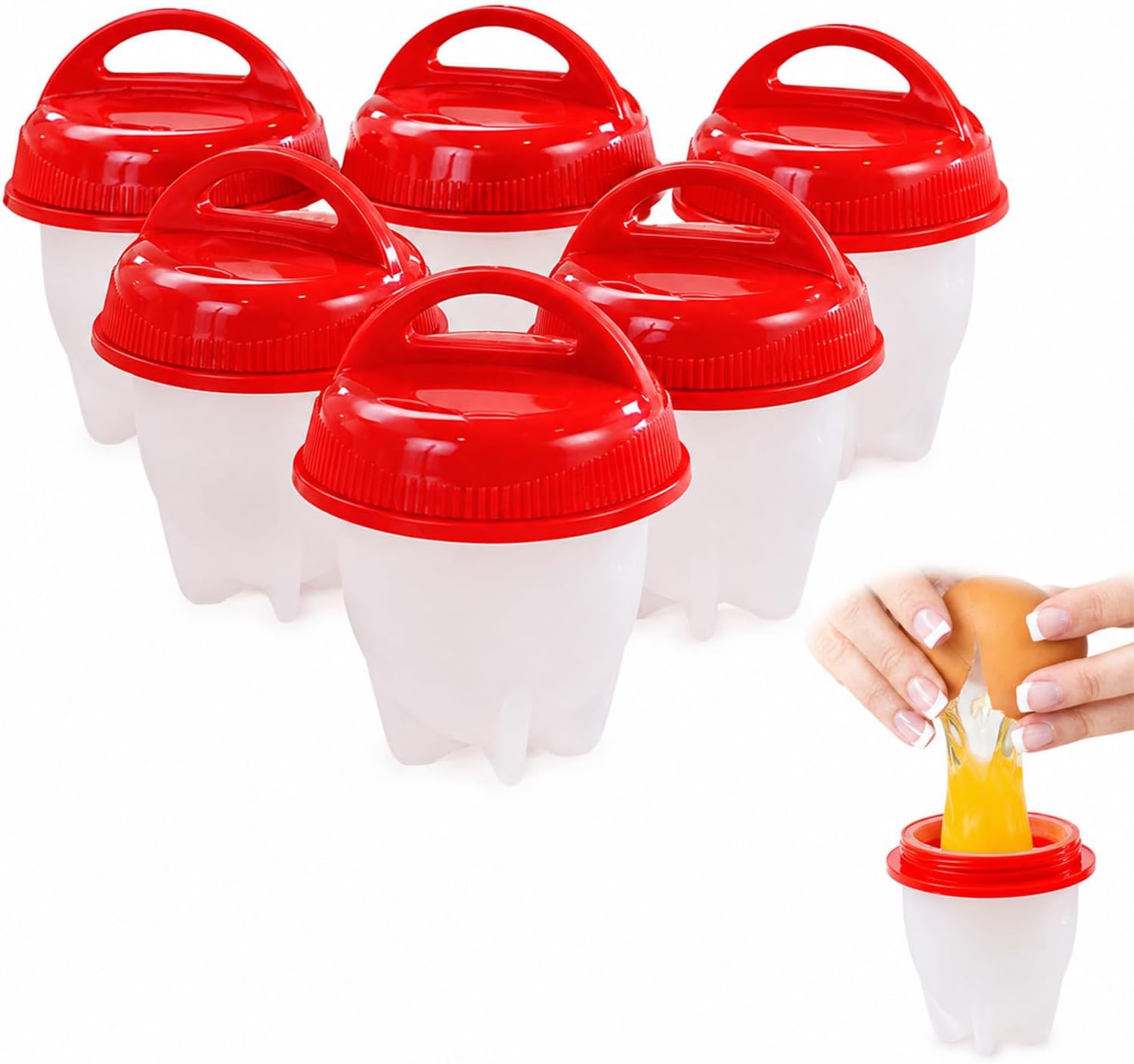 6pcs Boiled Egg Cooker,Hard Boiled Egg Cooker,Silicone Egg Poacher Cups,Boiled Eggs,Boiled Egg,Suitable Size,Non-Toxic Material For Making Soft Or Hard Eggs, Steamed Eggs, Soft Boiled Eggs