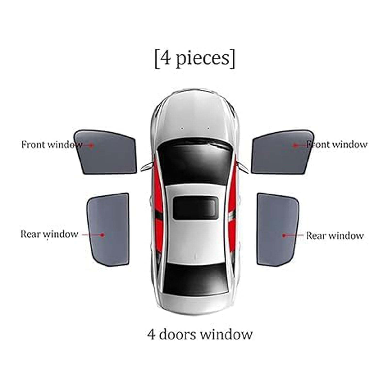 Tendine Parasole Auto per Audi A4 B8 Avant, Anteriore Lunotto Tendine Block Raggi UV Isolamento Protezzione Privacy Accessori,4pcs-Doors-Window