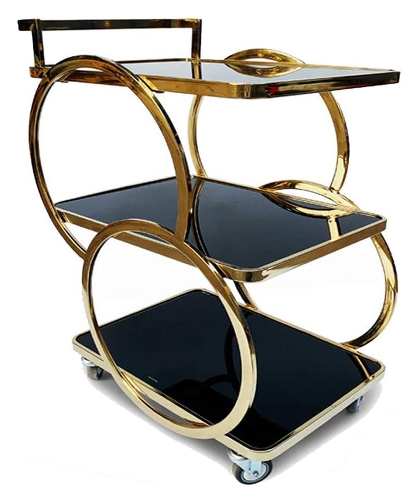 OLSKFUH Bar Serving Carts For Home Hotel Restaurant Cart, Home Bar Cart Stainless Steel 3 Tier Kitchen Car Shelf Utility/Service Cart Kitchen Trolley Kitchen Cart With Wheels Dri,