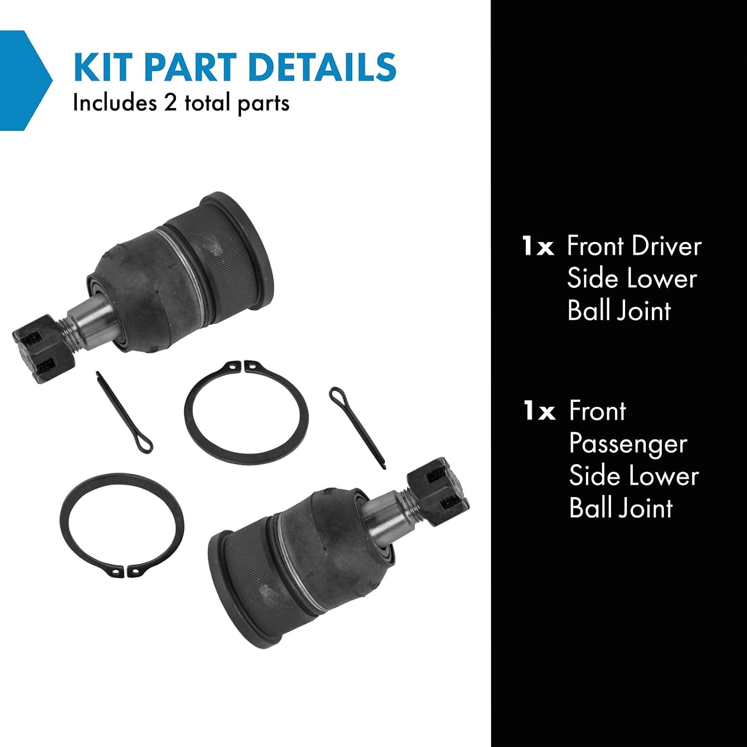 TRQ Front Lower Driver and Passenger Side Ball Joint Set Compatible with 2005-2017 Honda Odyssey