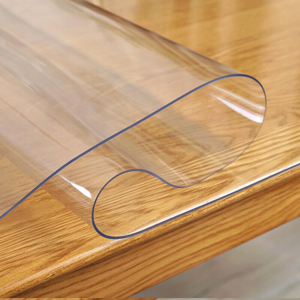 QBYRSSS Transparent Table Cover Protector Heavy Duty Clear PVC Tablecloth 1.5mmWaterproof NonSlip ProtectorEasyCut & WipeClean Plastic Cover for Kitchen & Dining Table (47.24x55.12in/120x140cm)