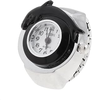 Qtqgoitem Black Dolphin Shape Housing Elastic Band Finger Ring Watch for Women (Model: 6ef 143 720 058 96e)
