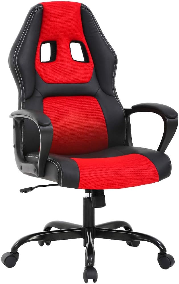 BestOffice Office Chair PC Gaming Chair Cheap Desk Chair Ergonomic PU Leather Executive Computer Chair Lumbar Support for Women, Men (Black)