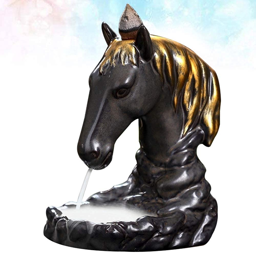 Porte-encens En Céramique Dégradé De Bleu Avec Motif Cheval - Occasion, Fonctionnel