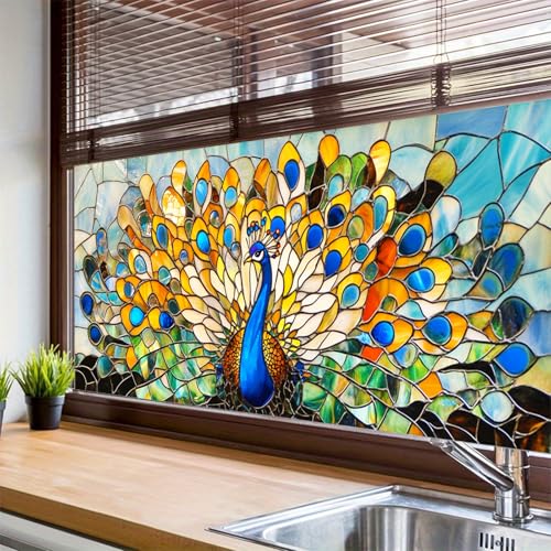 Vinilo Decorativo de Ventana con Diseño de Pavo Real 39.3x17.7 pulgadas miniatura 5