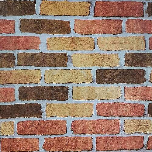 Image of Self Adhesive Brick Waterproof & Oilproof PVC Vinyl Wallpaper for Wall and Furniture Decor, 45x304 cm - Easy Peel & Stick Wall Sticker (Brick-4) (Color-1)