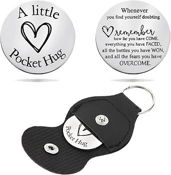 Pocket Hug Token Keychain for Women & Men - Inspirational Gifts for Him & Her Christmas Valentines Day Graduation