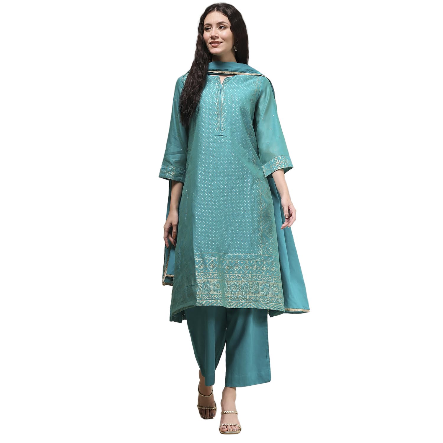 biba Women's Cotton Blend Kurta, Bottom, Dupatta-picture-23