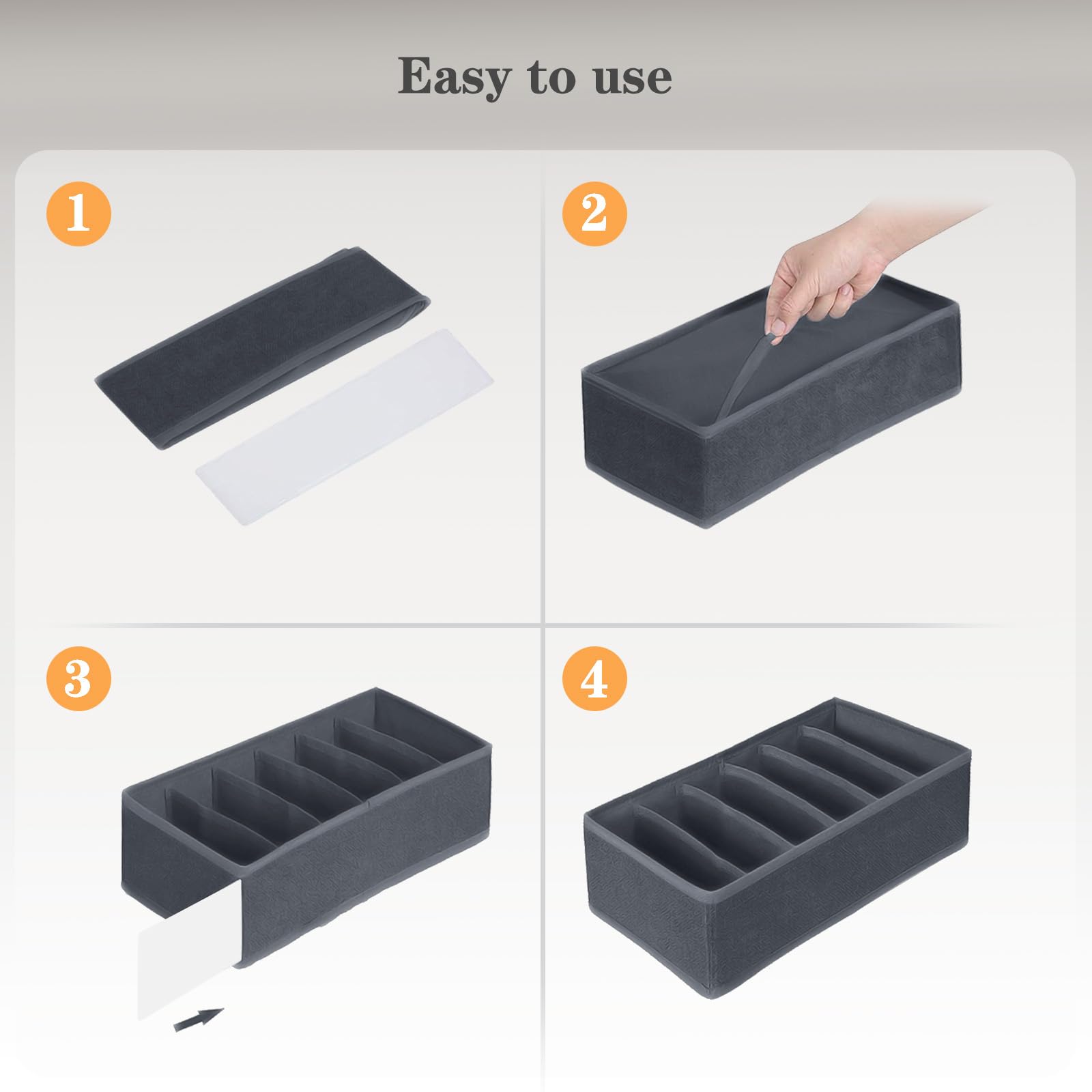 FAMKEEP Lot de 10 organisateurs pour placards, tiroirs, boîtes en tissu, organiseur de sous-vêtements pour t-shirts, chaussettes et soutien-gorge, gris