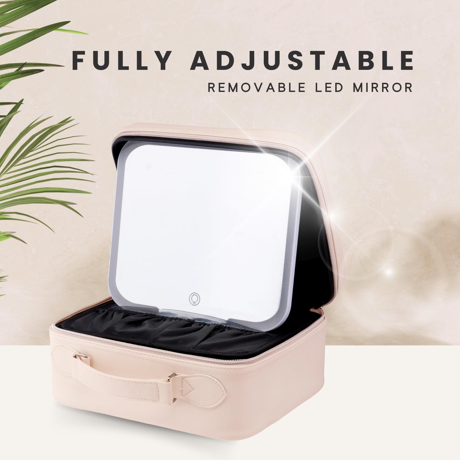 SENSSE Glow Up Case LED Make-up Reisekoffer mit Spiegel - Kosmetik-Organizer mit verstellbarem Licht, 3 Beleuchtungsmodi, Touch-Dimmbarer HD-Spiegel, wiederaufladbarer 2000-mAh-Akku und verstellbare